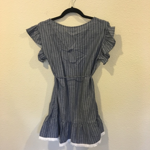 NWT BP ruffle trim stripe cotton shift dress - Picture 6 of 7